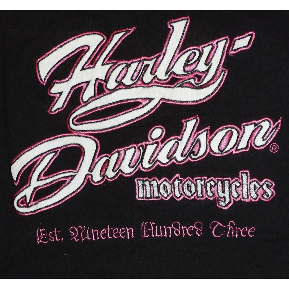 2008 Harley-Davidson Motorcycles Full Zip Fleece Pink Black Jacket Womens Medium - Picture 9 of 11